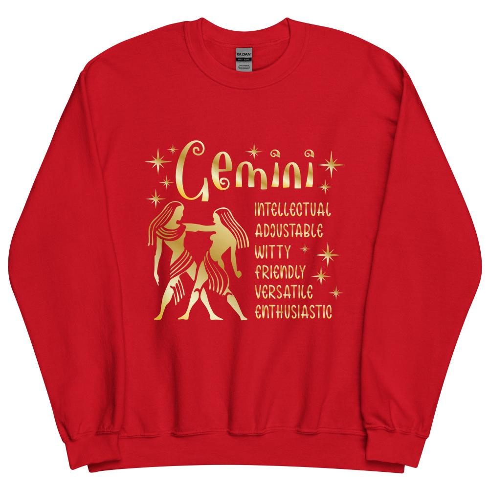 Gemini Zodiac Positive Traits Sweatshirt - Red Color - https://ascensionemporium.net